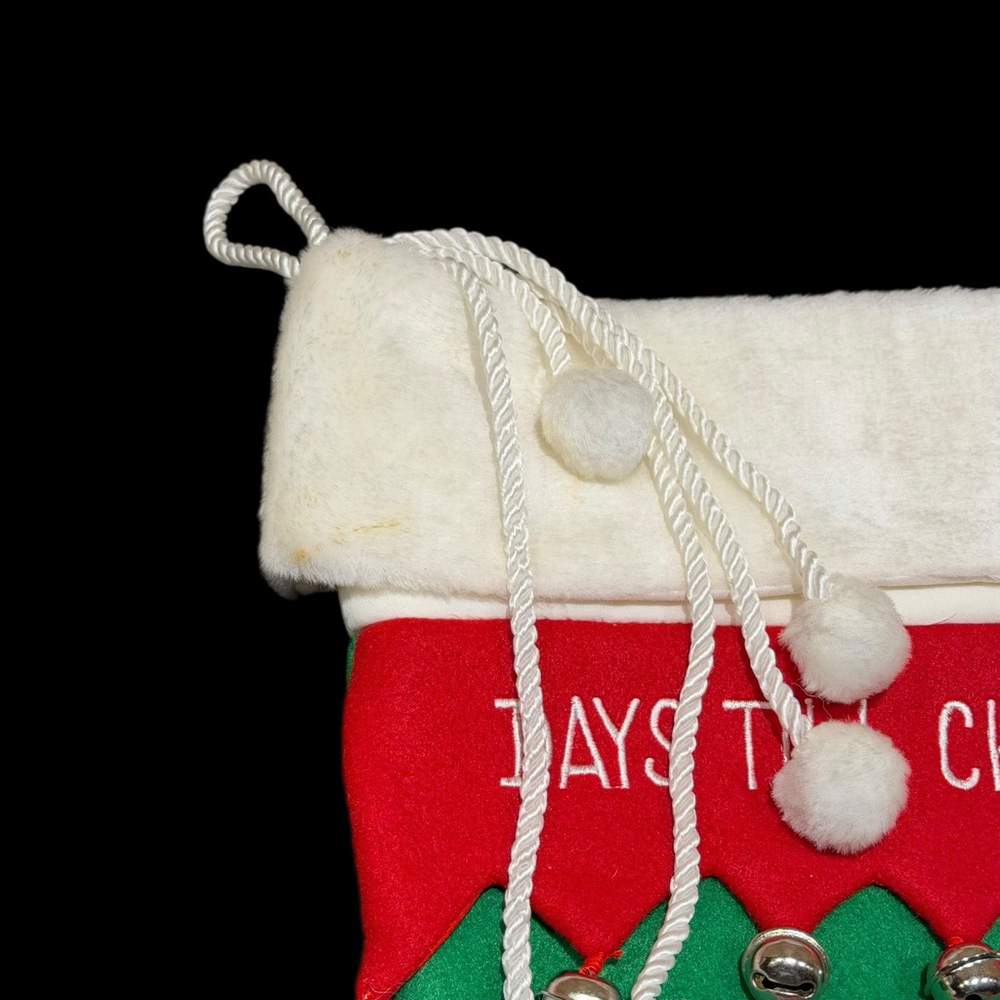 Christmas Advent Calendar Stocking 24 Day Countdown w/ Pockets & Jingle Bell - Picture 10 of 16